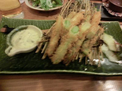 アスパラガスの揚げ物が実にうまい